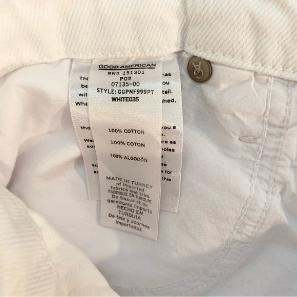 NWT Good American Good Girlfriend Distressed High Waisted Ankle White Jeans 12 - Picture 10 of 10